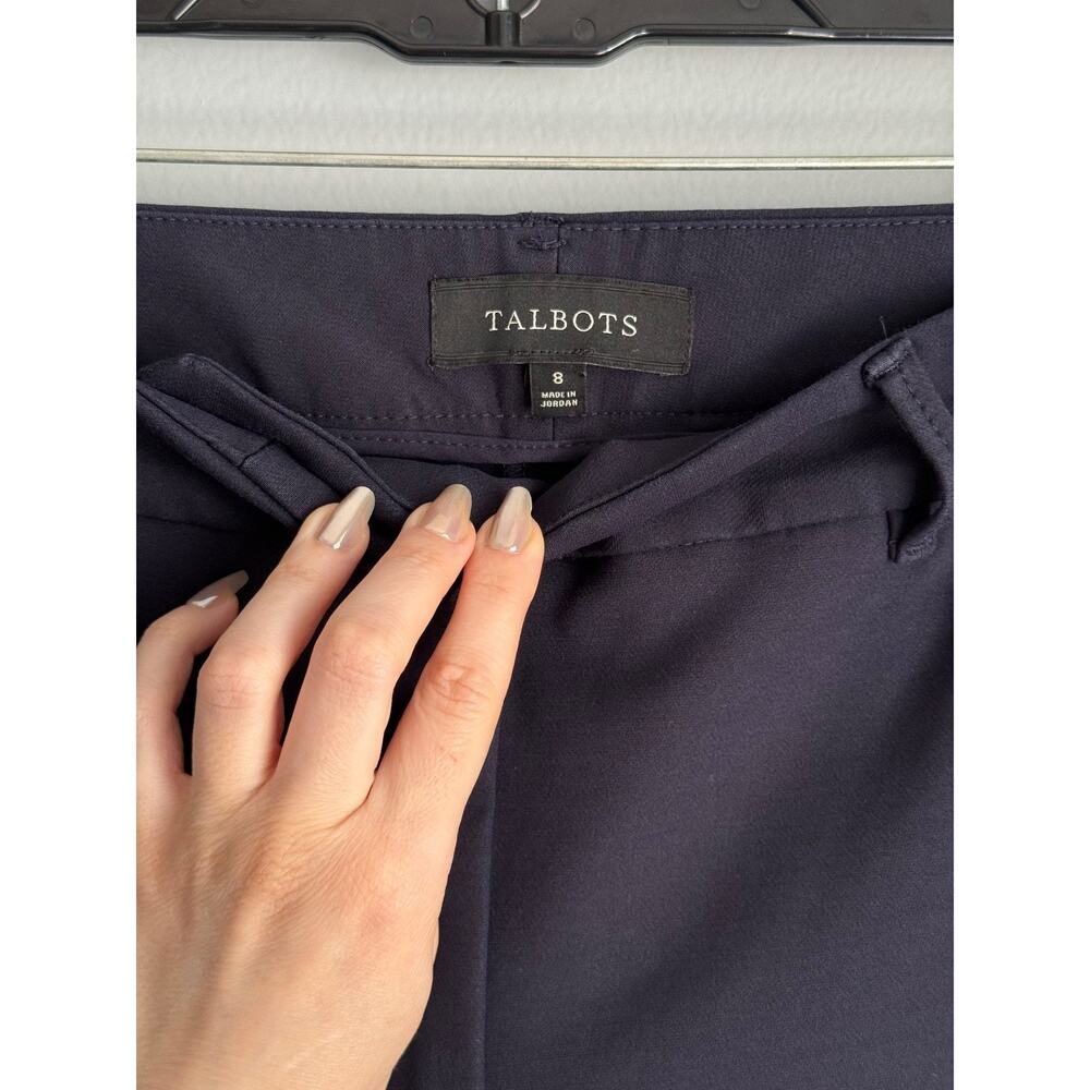 Talbots Navy Cropped Flare Pants Size 8 Stretch Cotton Tailored Workwear Career - Picture 2 of 6